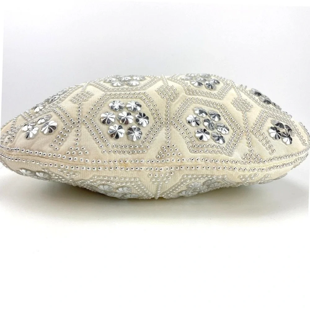 Vintage‎ 80s 11x13 Starburst Round Handle Purse Handbag Wedding Summer Coastal